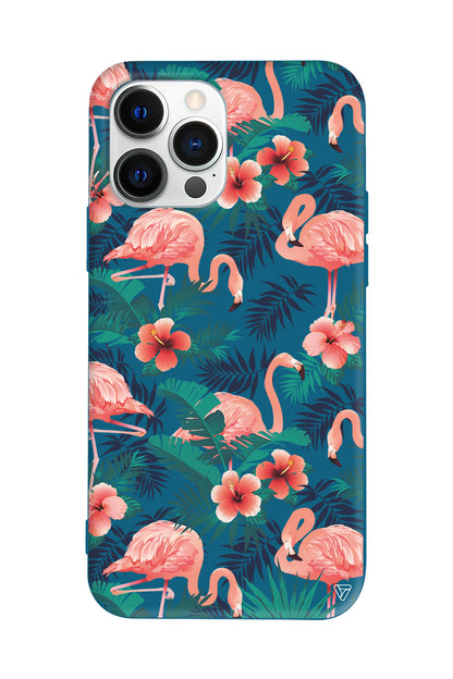 Leaf Flamingo Lansman Model İçi Kadife Silikon Telefon Kılıfı