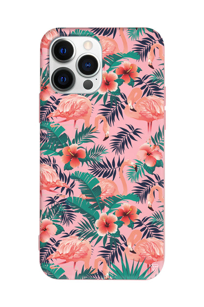 Leaf Flamingo Lansman Model İçi Kadife Silikon Telefon Kılıfı