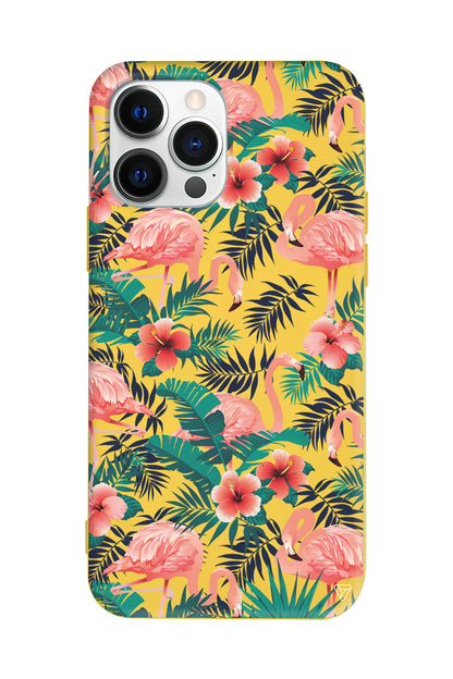 Leaf Flamingo Lansman Model İçi Kadife Silikon Telefon Kılıfı