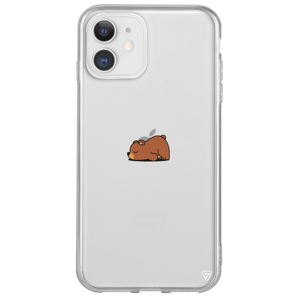 Lazy Bear Lansman Model İçi Kadife Silikon Telefon Kılıfı