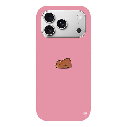 Lazy Bear Lansman Model İçi Kadife Silikon Telefon Kılıfı