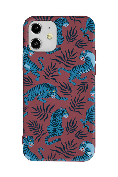 Mavi Leopar Lansman Model İçi Kadife Silikon Telefon Kılıfı