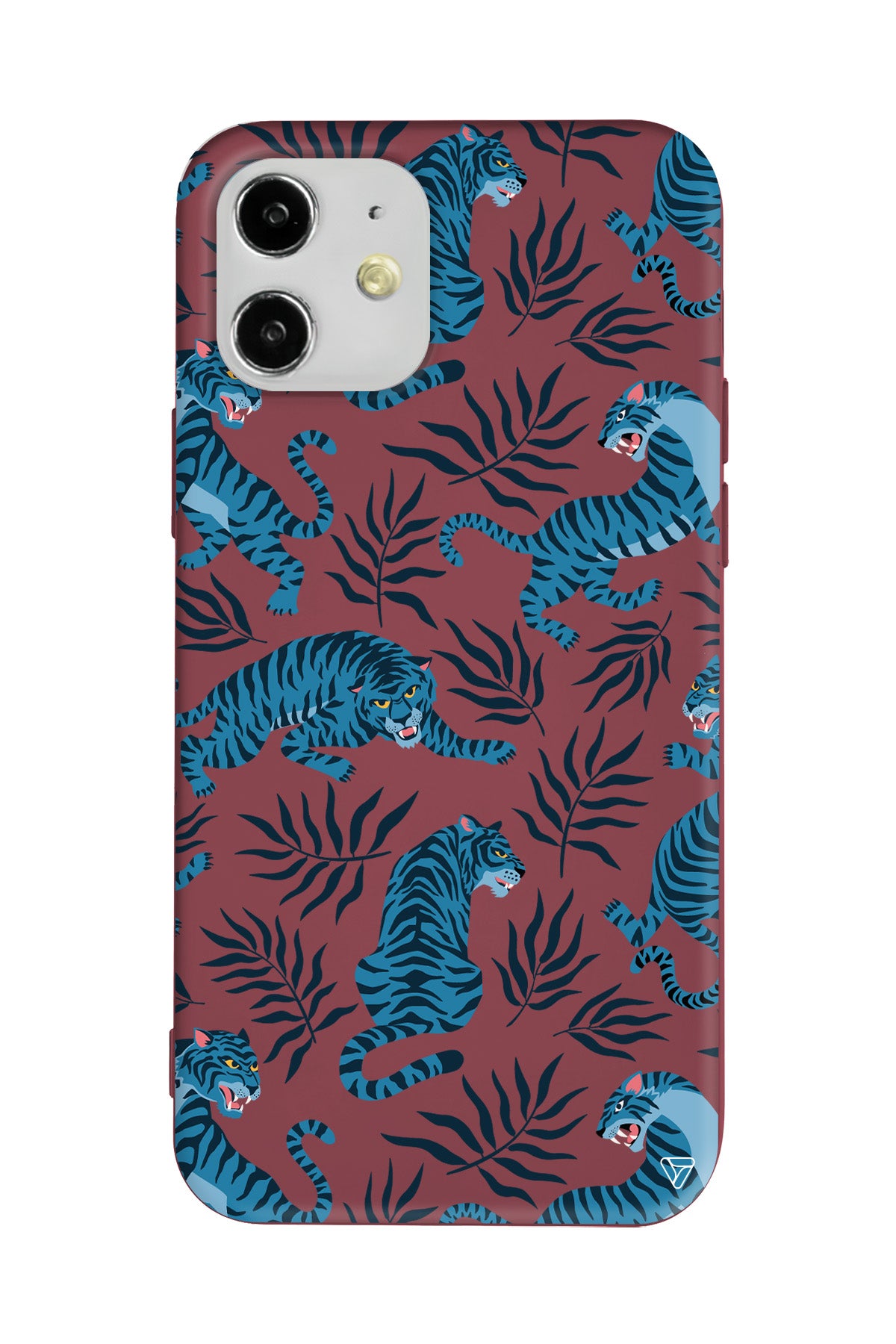 Mavi Leopar Lansman Model İçi Kadife Silikon Telefon Kılıfı