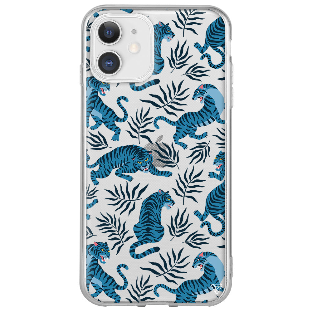 Mavi Leopar Lansman Model İçi Kadife Silikon Telefon Kılıfı