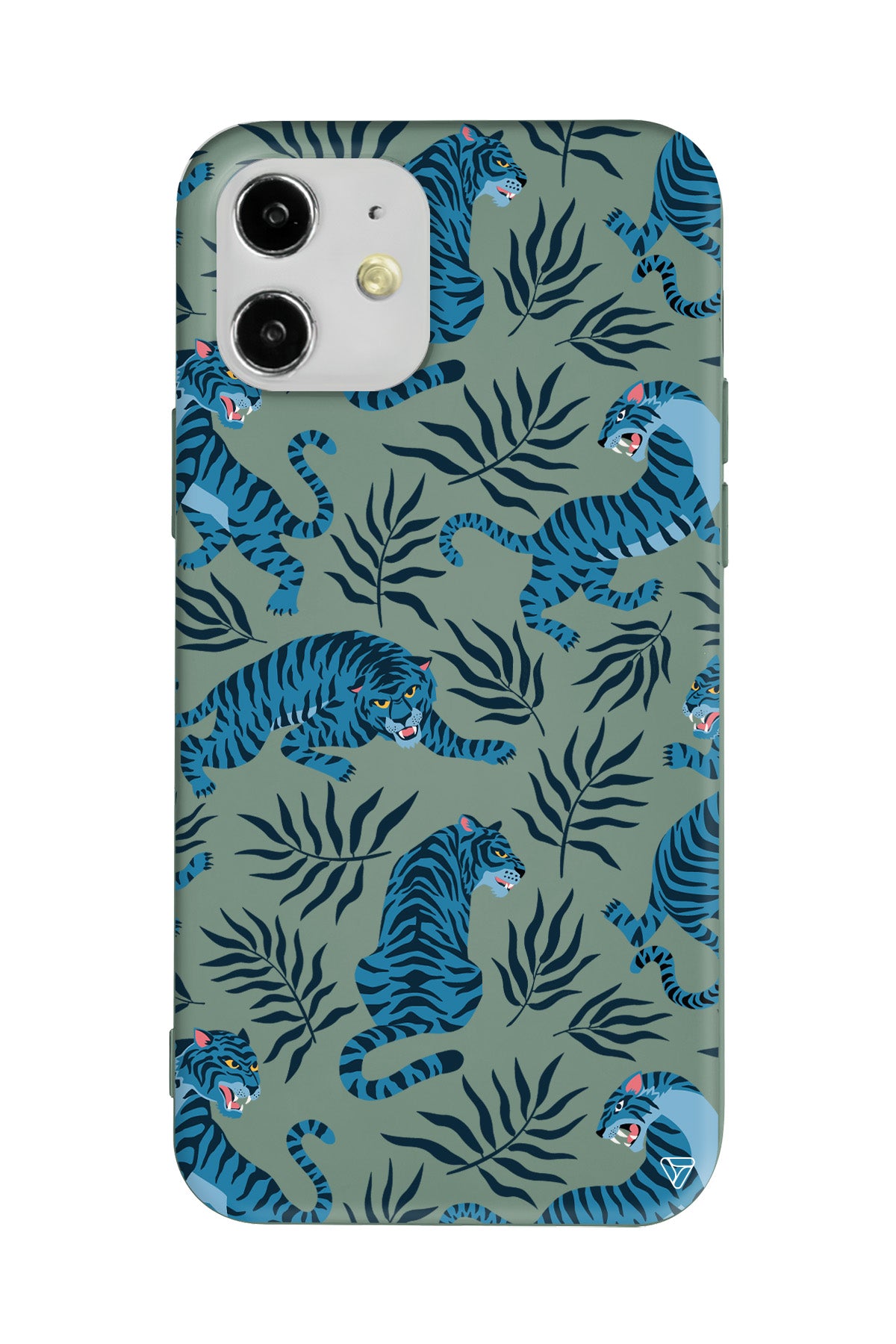 Mavi Leopar Lansman Model İçi Kadife Silikon Telefon Kılıfı