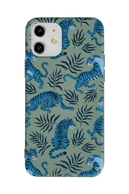 Mavi Leopar Lansman Model İçi Kadife Silikon Telefon Kılıfı