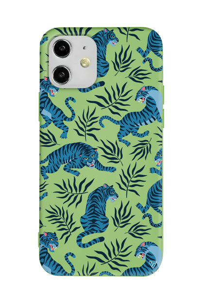 Mavi Leopar Lansman Model İçi Kadife Silikon Telefon Kılıfı