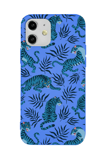 Mavi Leopar Lansman Model İçi Kadife Silikon Telefon Kılıfı