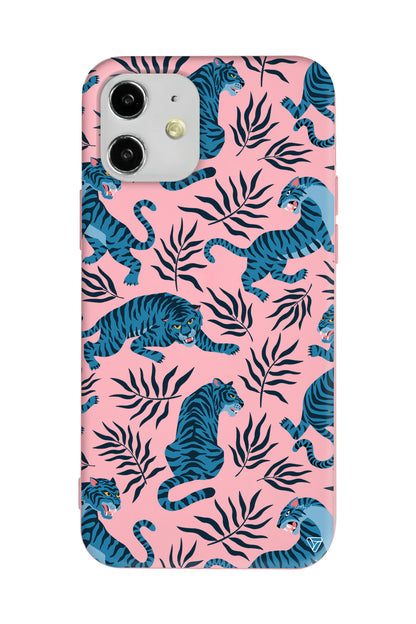 Mavi Leopar Lansman Model İçi Kadife Silikon Telefon Kılıfı