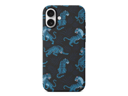 Mavi Leopar Lansman Model İçi Kadife Silikon Telefon Kılıfı