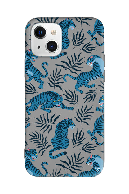 Mavi Leopar Lansman Model İçi Kadife Silikon Telefon Kılıfı