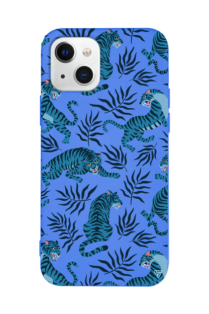 Mavi Leopar Lansman Model İçi Kadife Silikon Telefon Kılıfı