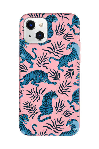 Mavi Leopar Lansman Model İçi Kadife Silikon Telefon Kılıfı