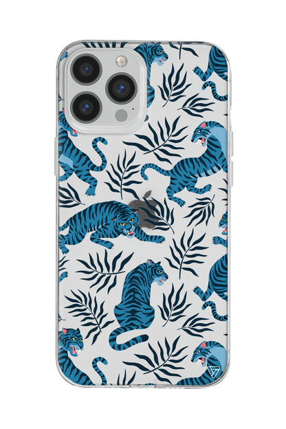 Mavi Leopar Lansman Model İçi Kadife Silikon Telefon Kılıfı