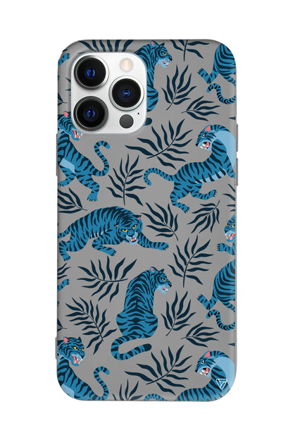 Mavi Leopar Lansman Model İçi Kadife Silikon Telefon Kılıfı