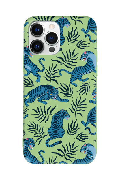 Mavi Leopar Lansman Model İçi Kadife Silikon Telefon Kılıfı