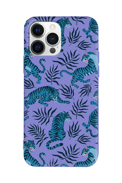 Mavi Leopar Lansman Model İçi Kadife Silikon Telefon Kılıfı