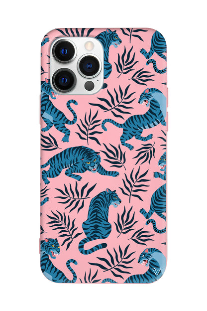 Mavi Leopar Lansman Model İçi Kadife Silikon Telefon Kılıfı