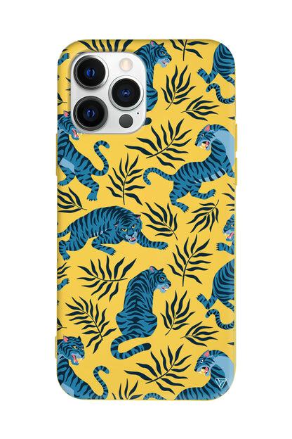 Mavi Leopar Lansman Model İçi Kadife Silikon Telefon Kılıfı