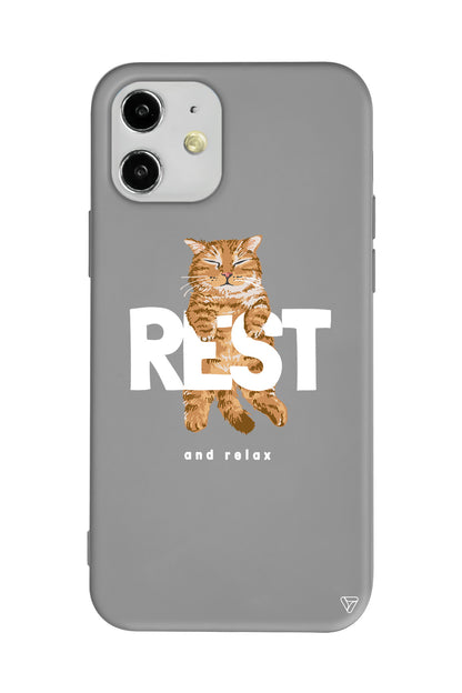 Rest Kedi Lansman Model İçi Kadife Silikon Telefon Kılıfı
