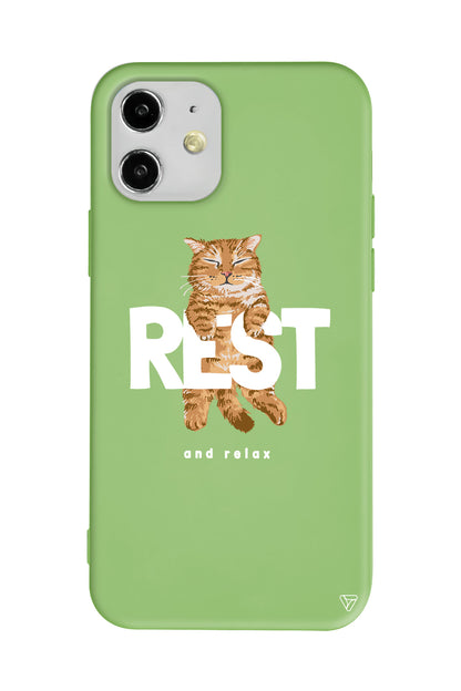 Rest Kedi Lansman Model İçi Kadife Silikon Telefon Kılıfı