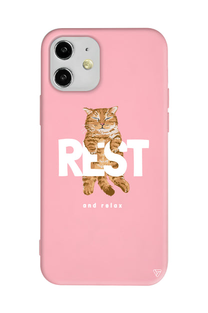 Rest Kedi Lansman Model İçi Kadife Silikon Telefon Kılıfı