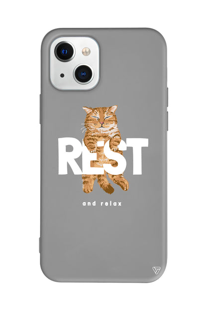 Rest Kedi Lansman Model İçi Kadife Silikon Telefon Kılıfı