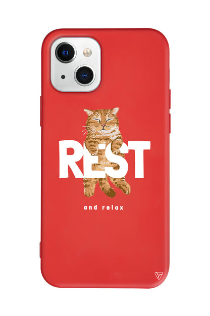Rest Kedi Lansman Model İçi Kadife Silikon Telefon Kılıfı – Plus Serisine Özel