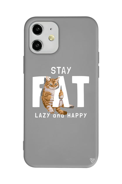 Şişman Kedi Lansman Model İçi Kadife Silikon Telefon Kılıfı