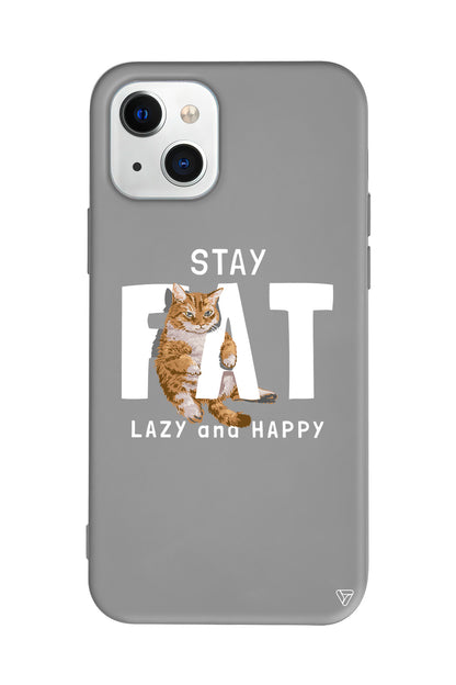 Şişman Kedi Lansman Model İçi Kadife Silikon Telefon Kılıfı