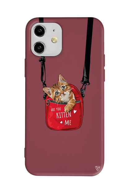Çantada Kedi Lansman Model İçi Kadife Silikon Telefon Kılıfı