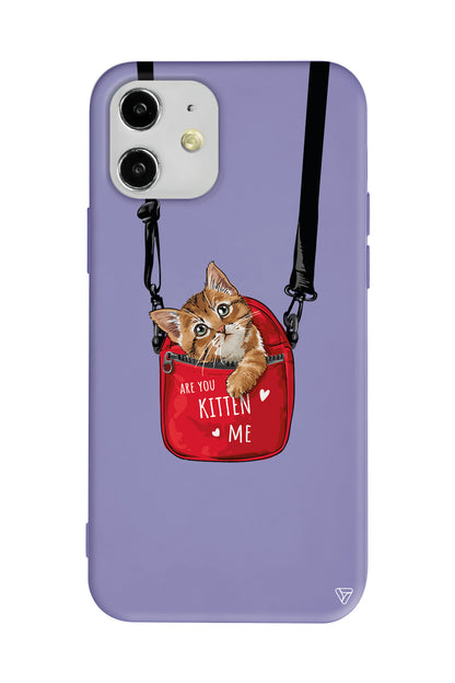 Çantada Kedi Lansman Model İçi Kadife Silikon Telefon Kılıfı