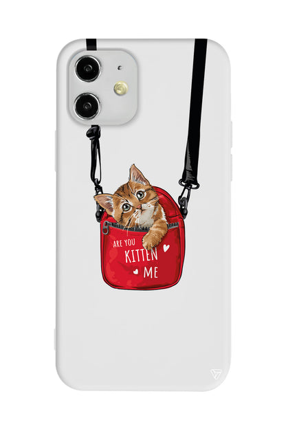Çantada Kedi Lansman Model İçi Kadife Silikon Telefon Kılıfı
