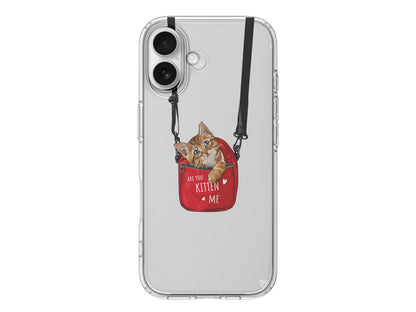 Çantada Kedi Lansman Model İçi Kadife Silikon Telefon Kılıfı