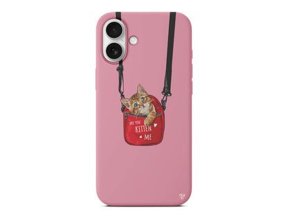 Çantada Kedi Lansman Model İçi Kadife Silikon Telefon Kılıfı