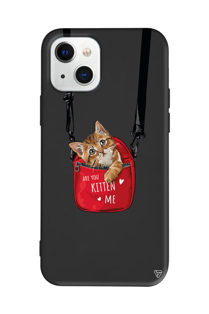 Çantada Kedi Lansman Model İçi Kadife Silikon Telefon Kılıfı
