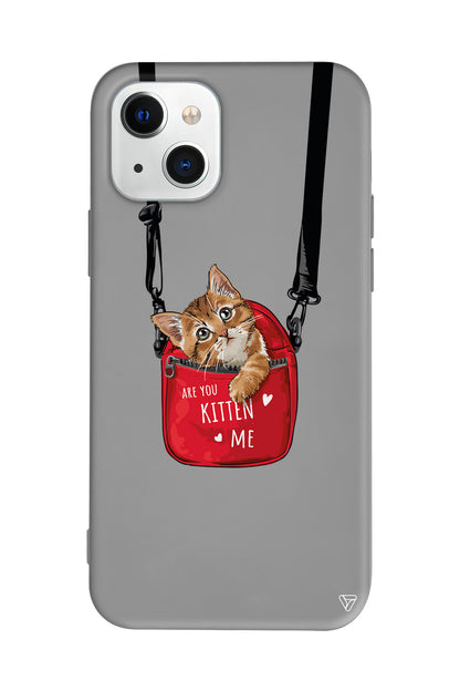 Çantada Kedi Lansman Model İçi Kadife Silikon Telefon Kılıfı