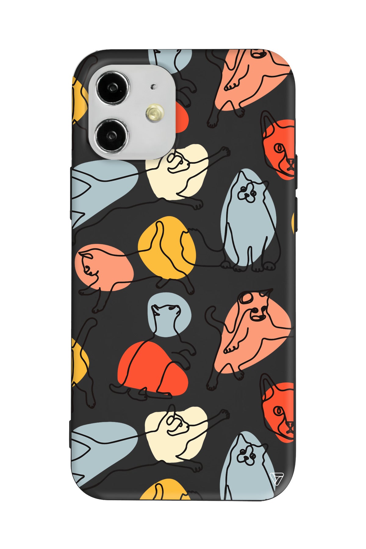 Renkli Kediler Lansman Model İçi Kadife Silikon Telefon Kılıfı