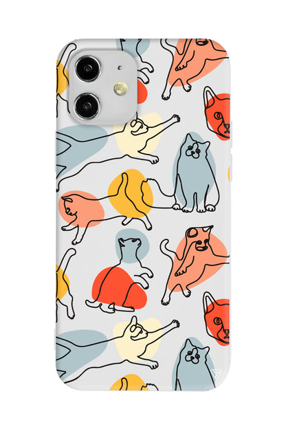 Renkli Kediler Lansman Model İçi Kadife Silikon Telefon Kılıfı