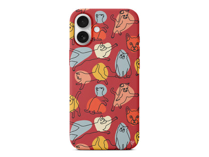 Renkli Kediler Lansman Model İçi Kadife Silikon Telefon Kılıfı – Plus Serisine Özel