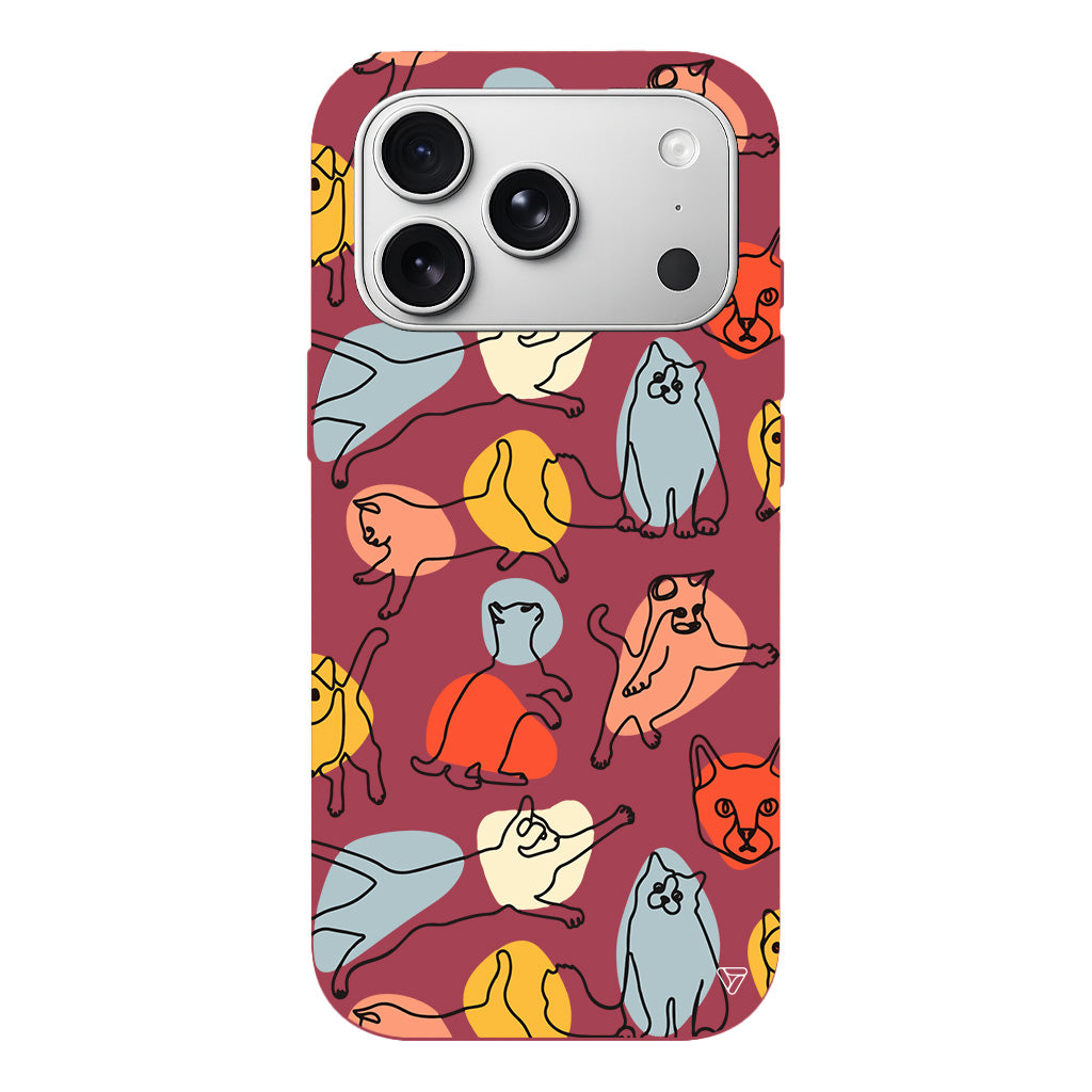 Renkli Kediler Lansman Model İçi Kadife Silikon Telefon Kılıfı