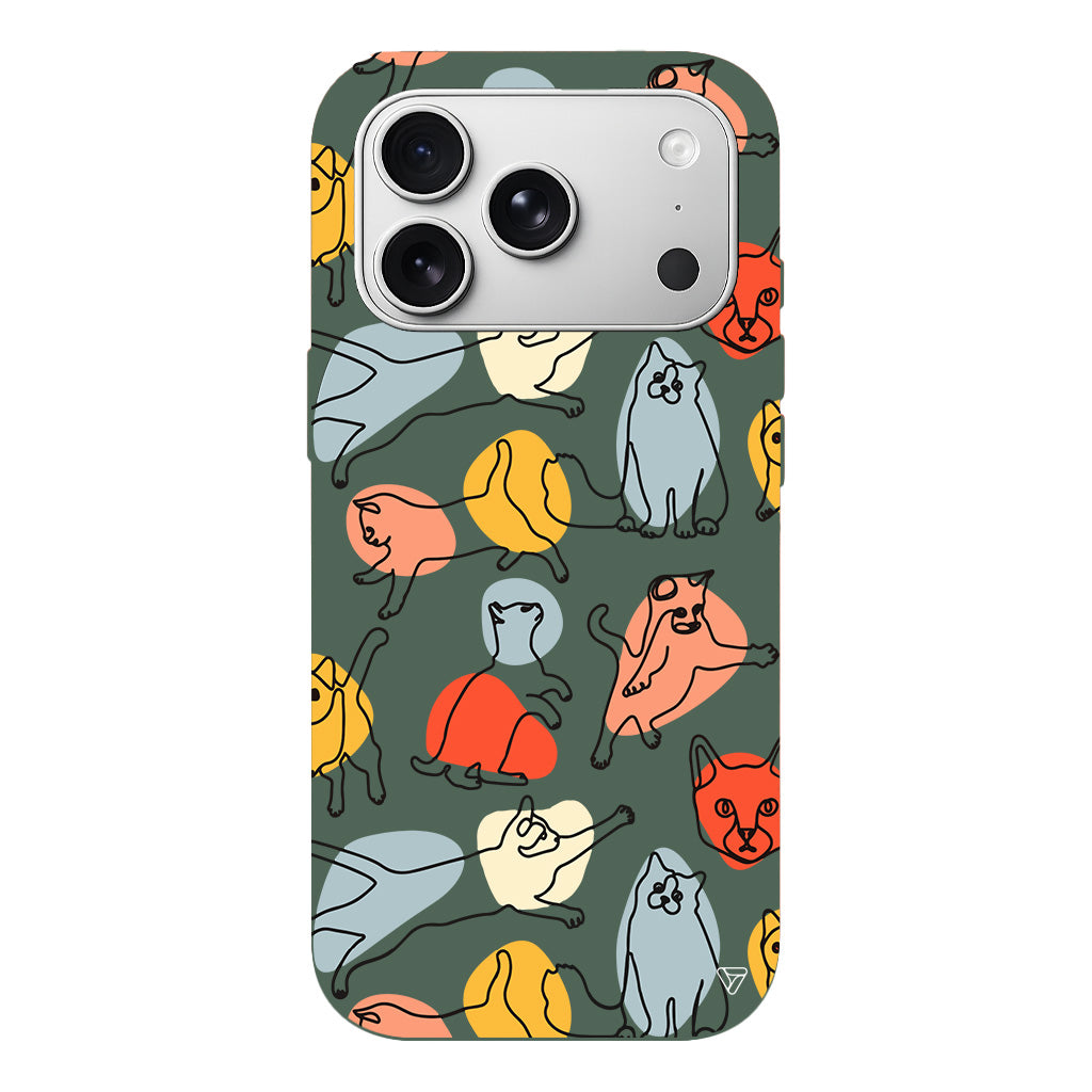 Renkli Kediler Lansman Model İçi Kadife Silikon Telefon Kılıfı