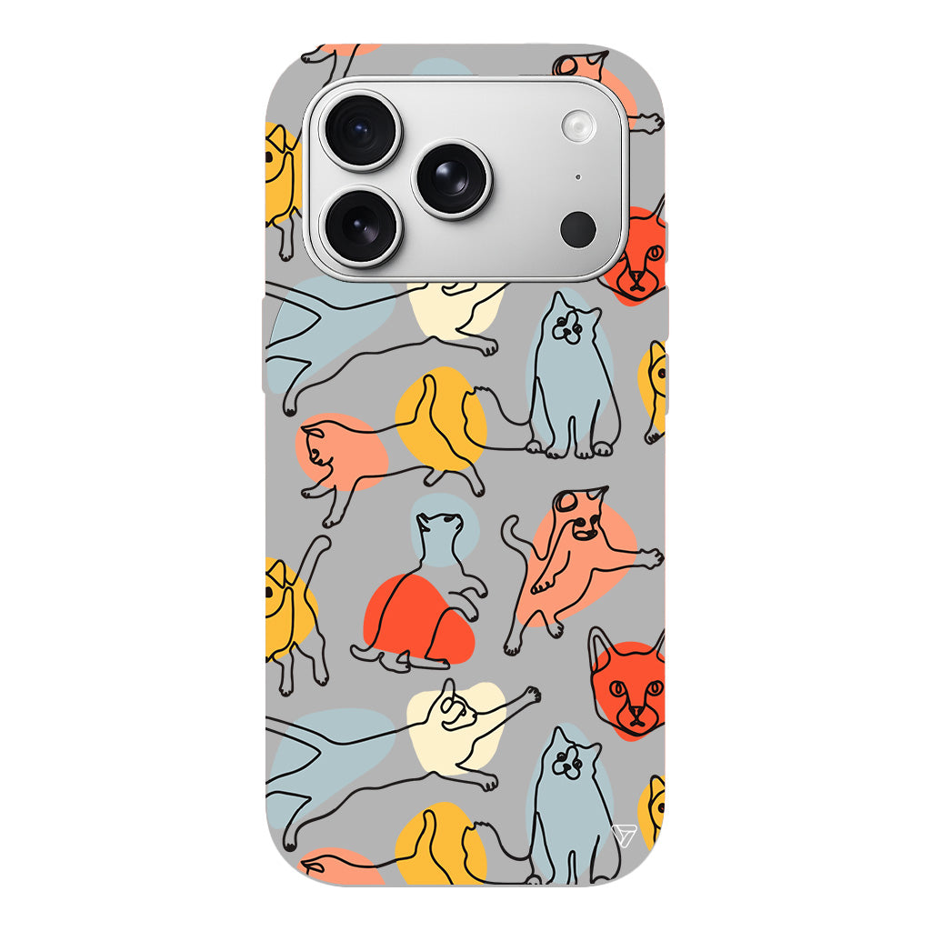 Renkli Kediler Lansman Model İçi Kadife Silikon Telefon Kılıfı