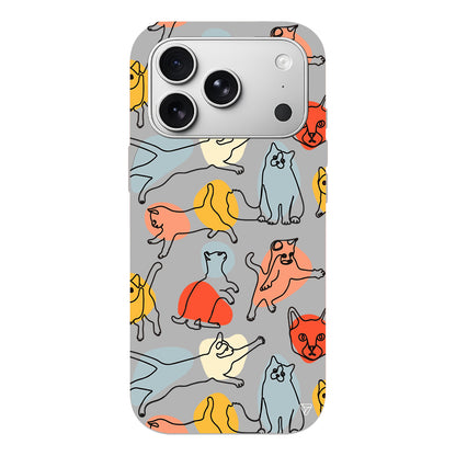 Renkli Kediler Lansman Model İçi Kadife Silikon Telefon Kılıfı