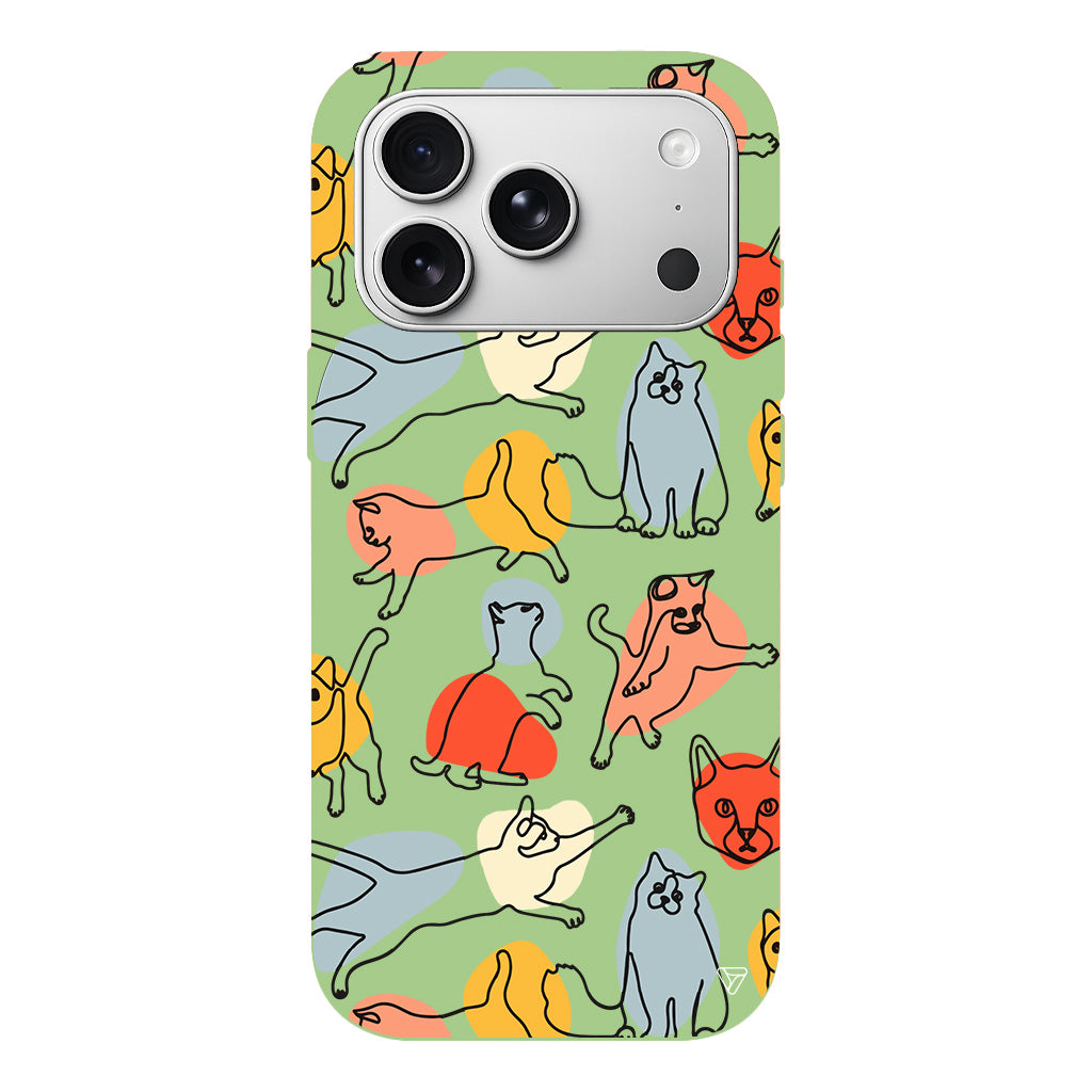 Renkli Kediler Lansman Model İçi Kadife Silikon Telefon Kılıfı