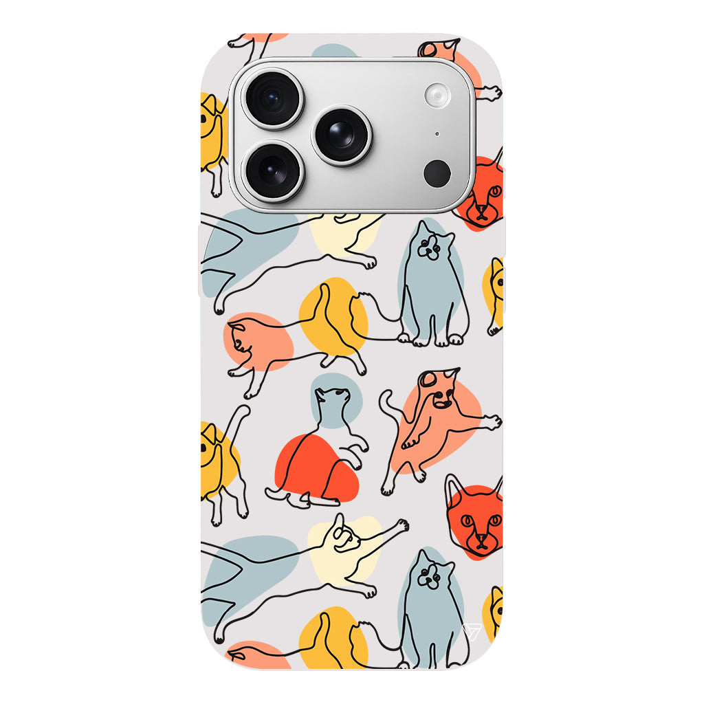 Renkli Kediler Lansman Model İçi Kadife Silikon Telefon Kılıfı