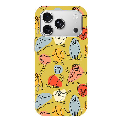 Renkli Kediler Lansman Model İçi Kadife Silikon Telefon Kılıfı