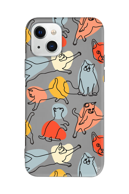 Renkli Kediler Lansman Model İçi Kadife Silikon Telefon Kılıfı – Plus Serisine Özel