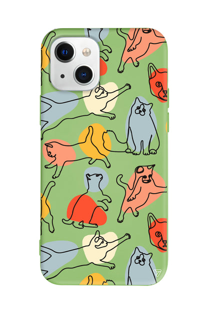 Renkli Kediler Lansman Model İçi Kadife Silikon Telefon Kılıfı – Plus Serisine Özel