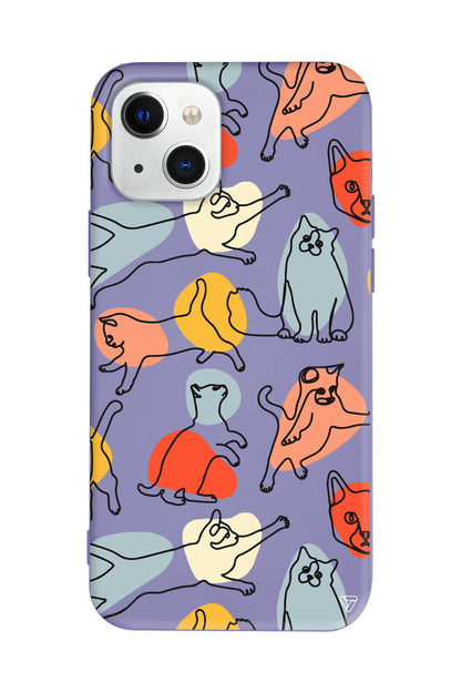 Renkli Kediler Lansman Model İçi Kadife Silikon Telefon Kılıfı